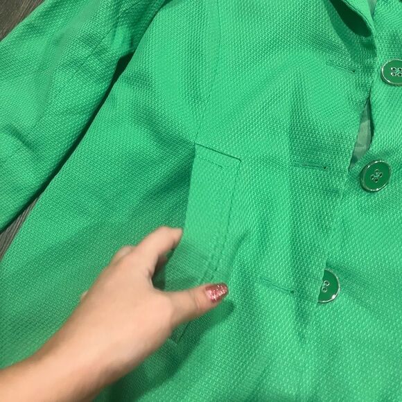 Dialogue Kelly Green Pea Coat Button Front Collared Size XS - Picture 2 of 5